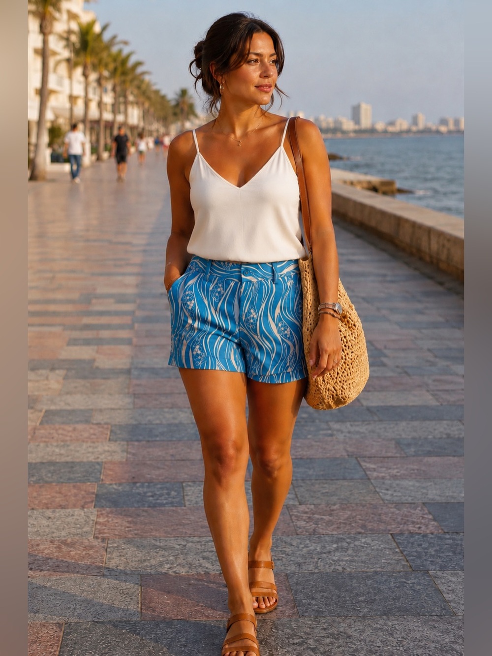Lilly Pulitzer Blue & White Wave-Print Bermuda Shorts